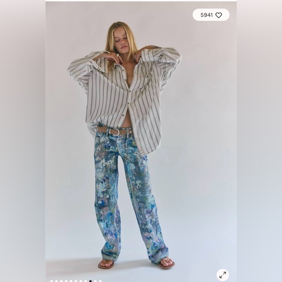 Free People We The Free Tennessee Low-Rise Illusions Jeans. NWT. Floral canvas - Picture 8 of 10